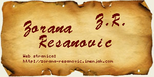 Zorana Resanović vizit kartica